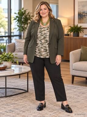 Denim 24/7 Olive Blazer & Urban Rose Tee Bundle – 24W/3X